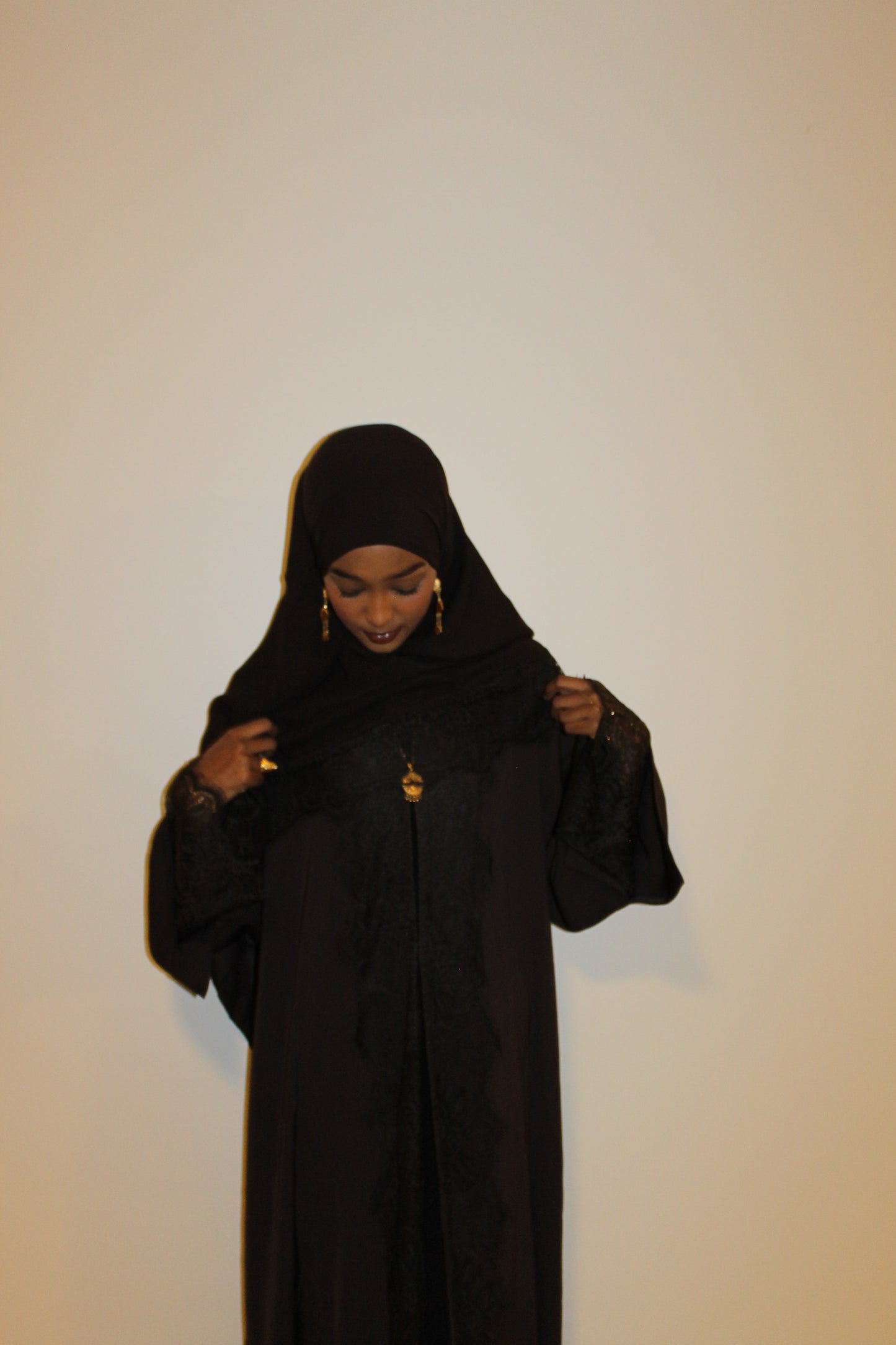 Dark brown-open abaya