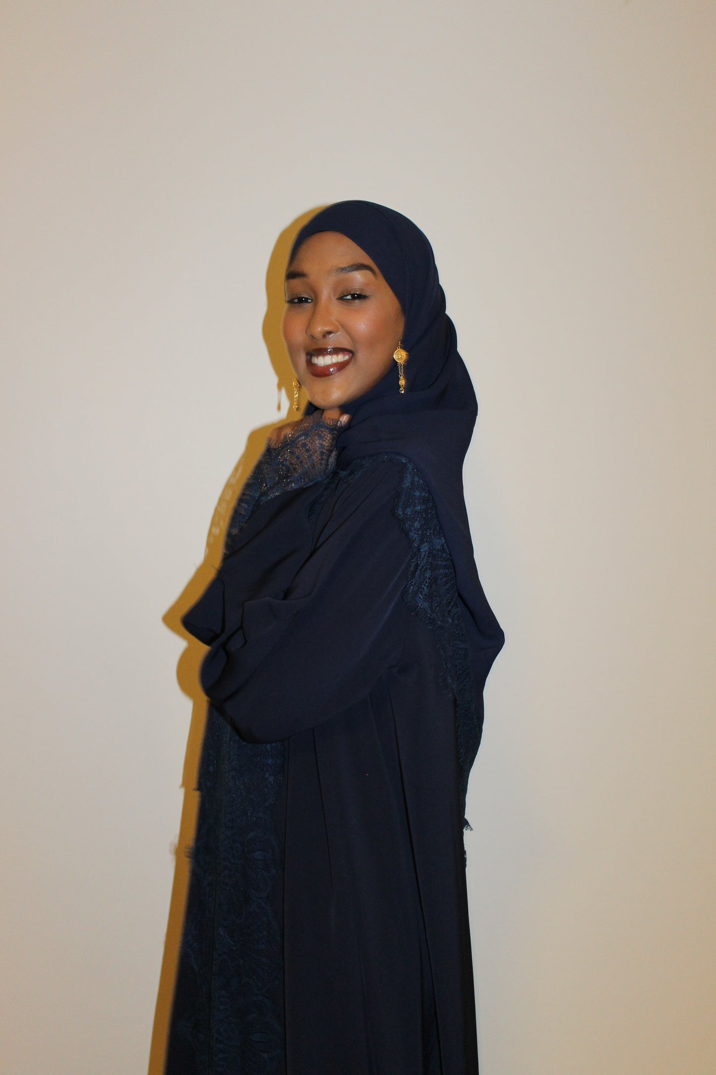 Dark blue-open abaya