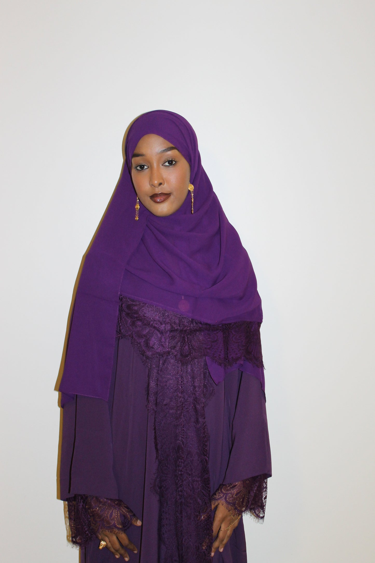 Purple-open abaya