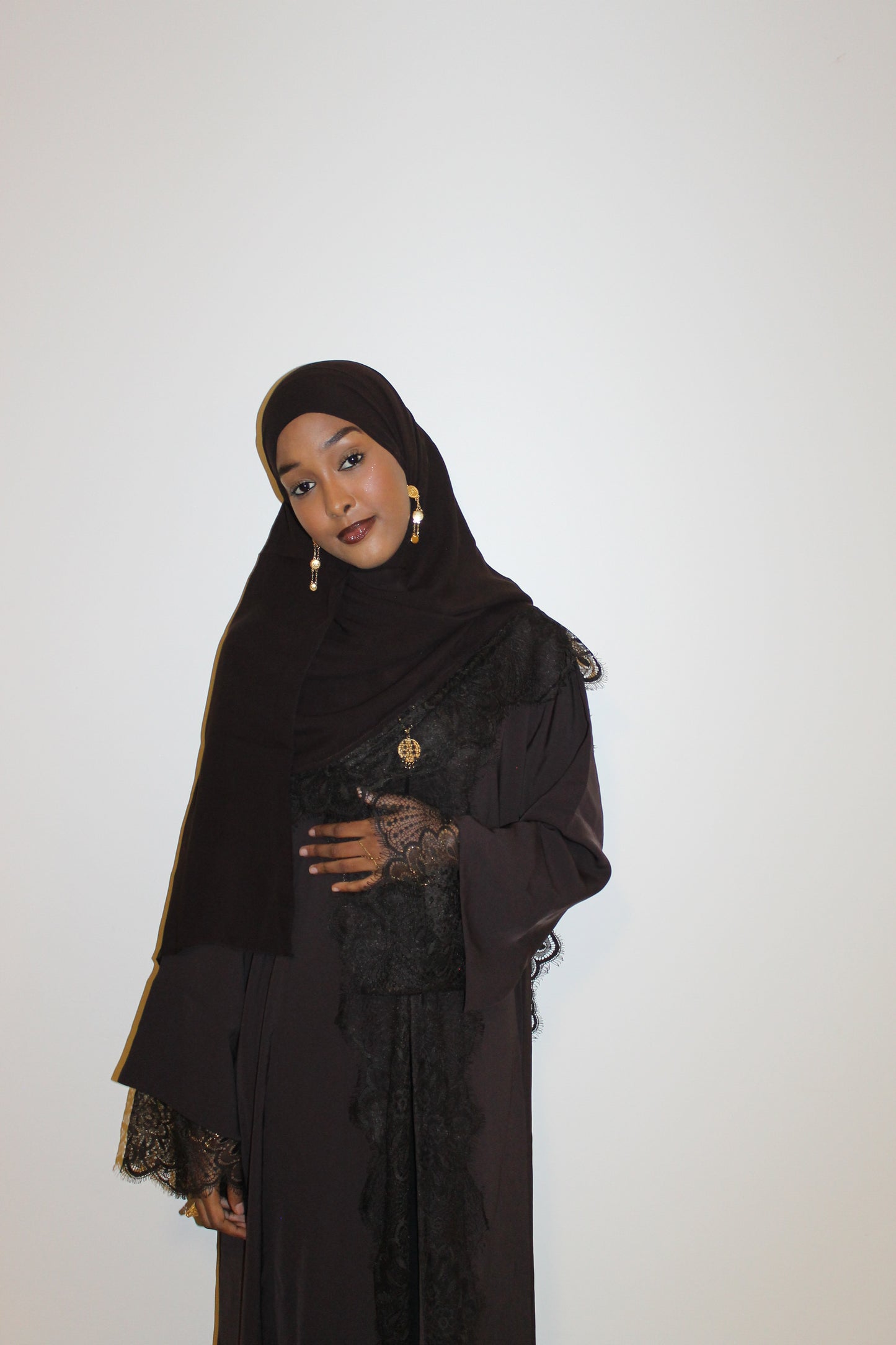 Dark brown-open abaya