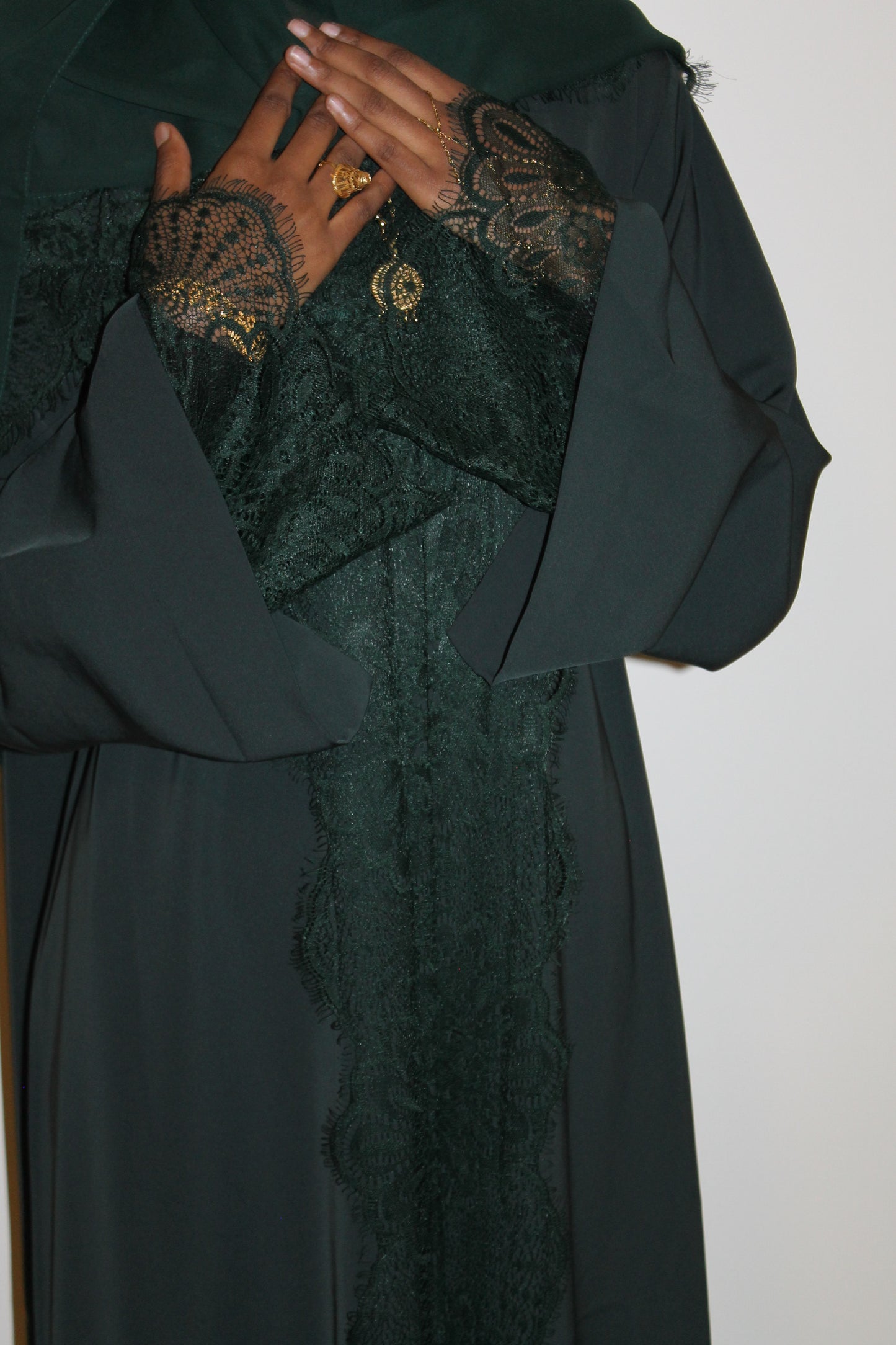 Forest green-open abaya