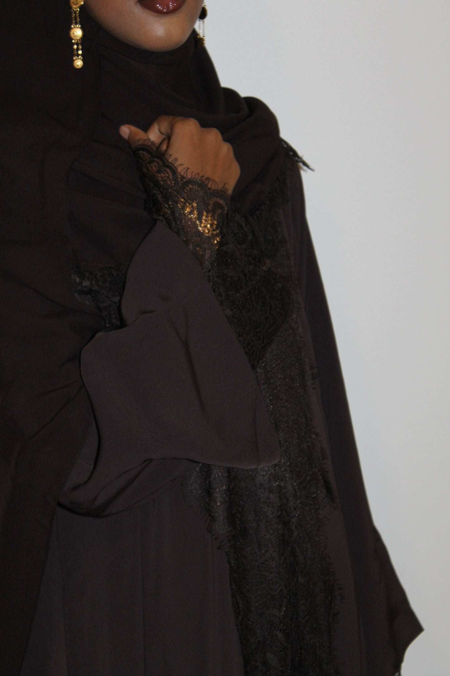 Dark brown-open abaya