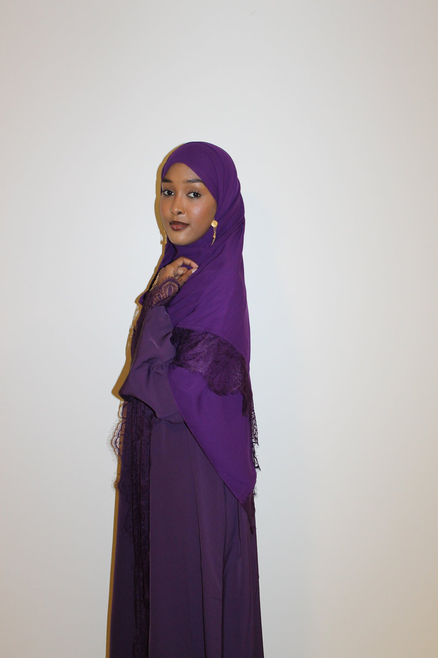 Purple-open abaya