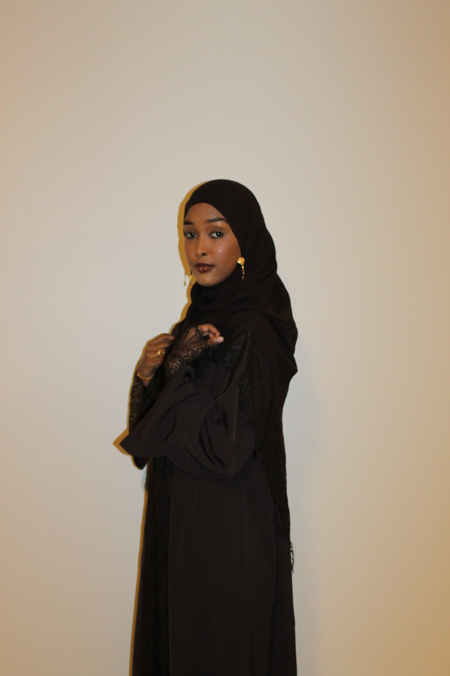 Dark brown-open abaya