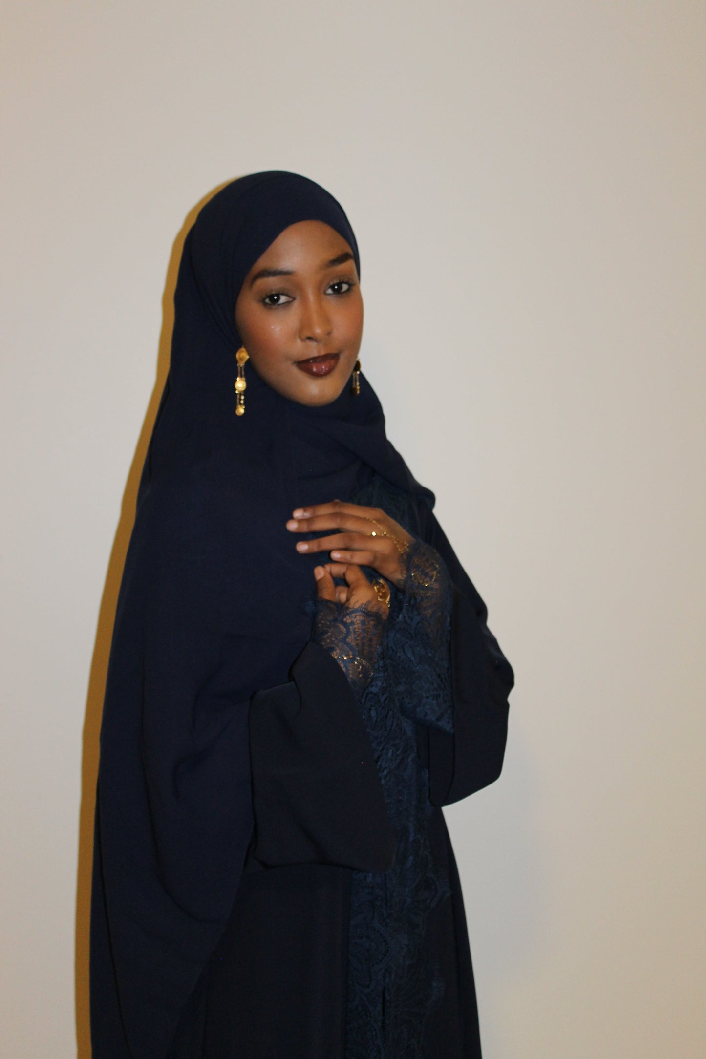 Dark blue-open abaya