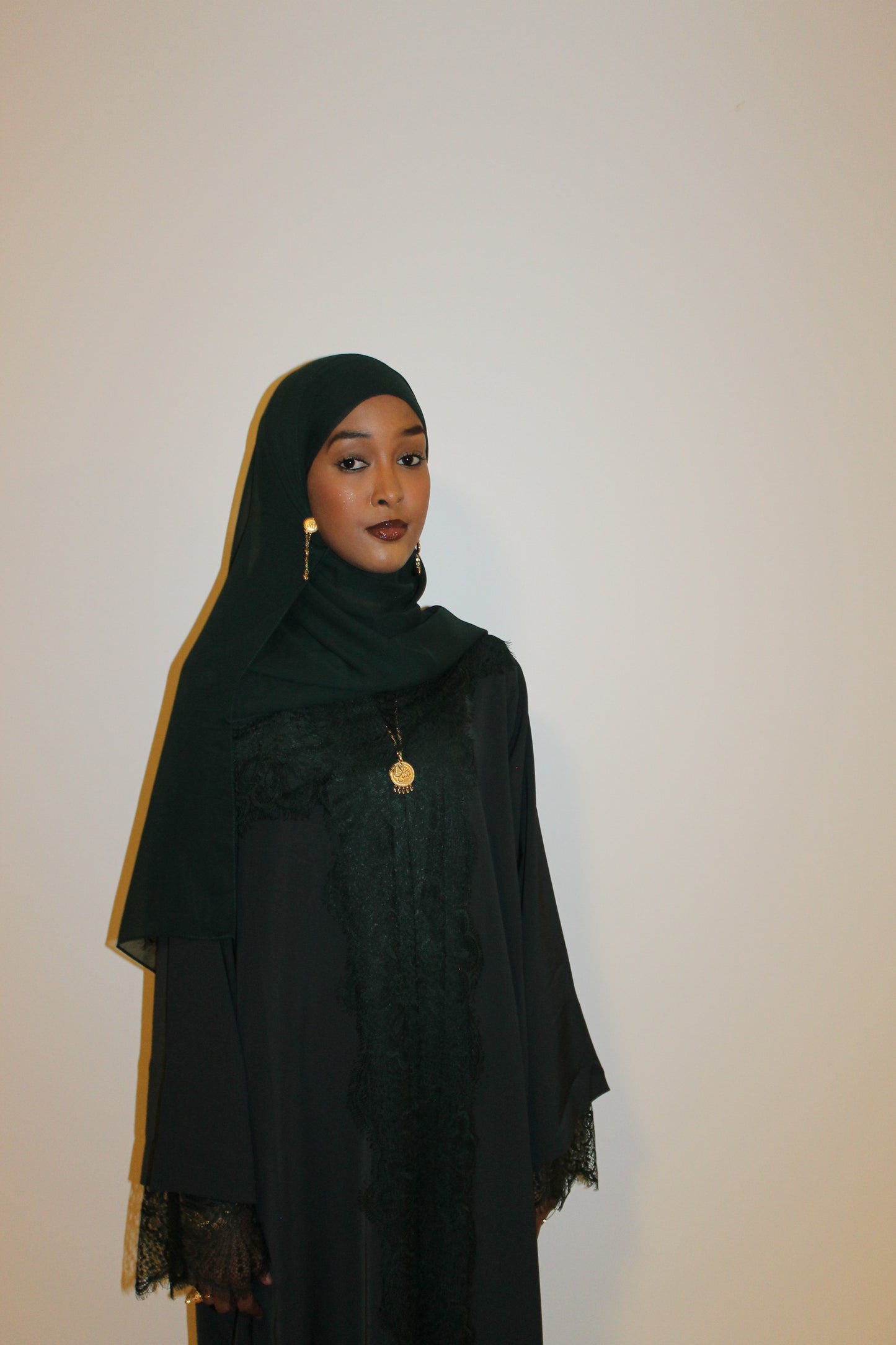 Forest green-open abaya