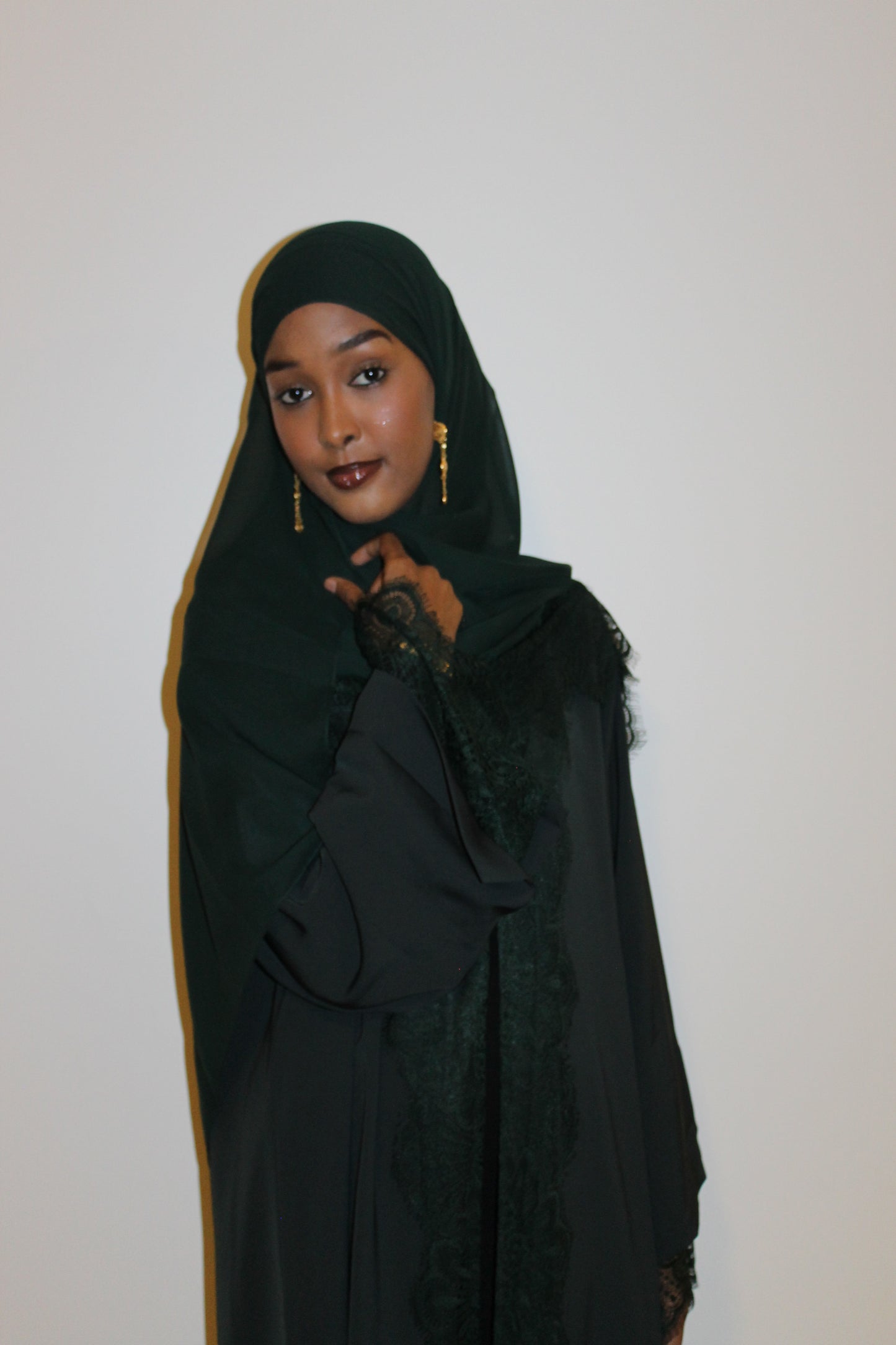 Forest green-open abaya