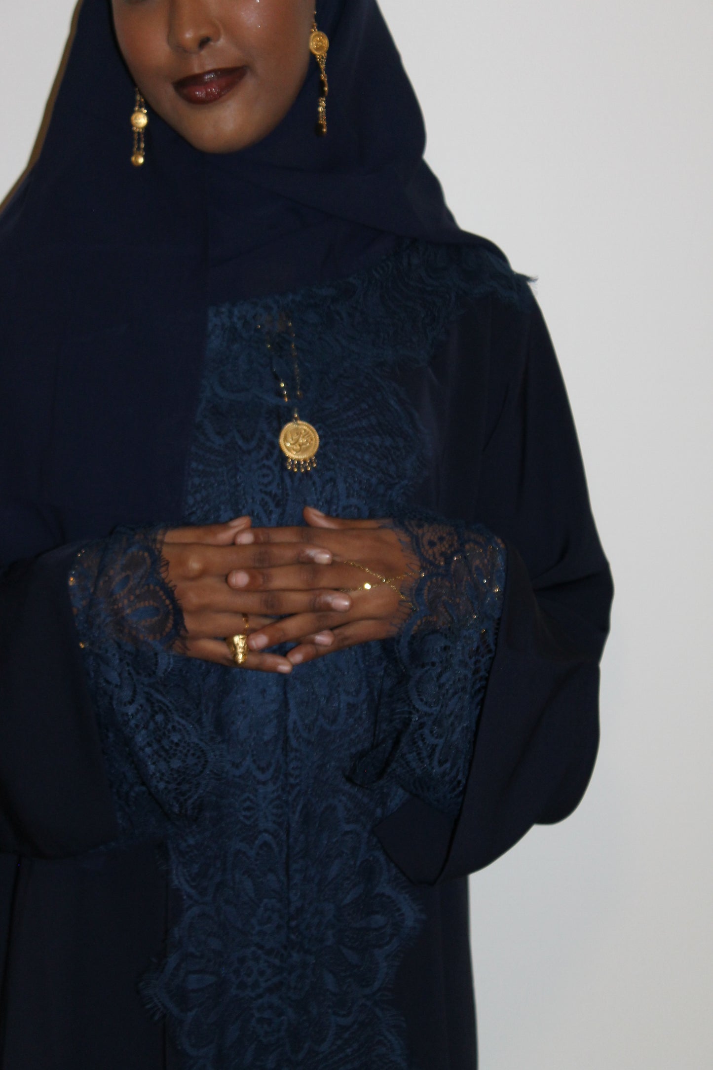 Dark blue-open abaya