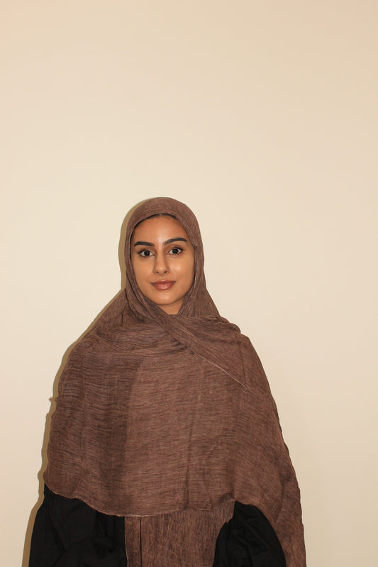 Brown -crinkle hijjab